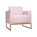 Poltrona Decorativa Leticia Slim Com Base de Metal Suede Rosa Bebê - DS Estofados