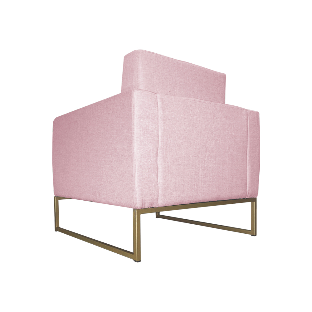 Poltrona Decorativa Leticia Slim Com Base de Metal Suede Rosa Bebê - DS Estofados