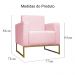 Poltrona Decorativa Leticia Slim Com Base de Metal Suede Rosa Bebê - DS Estofados