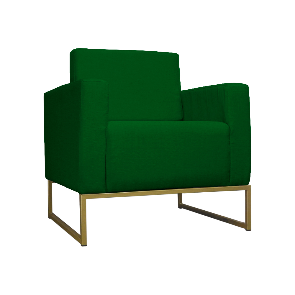 Poltrona Decorativa Leticia Slim Com Base de Metal Suede Verde - DS Estofados