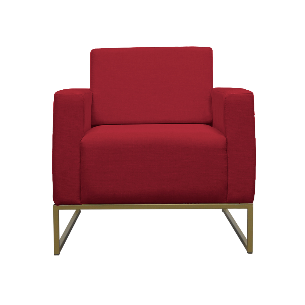 Poltrona Decorativa Leticia Slim Com Base de Metal Suede Vermelho - DS Estofados