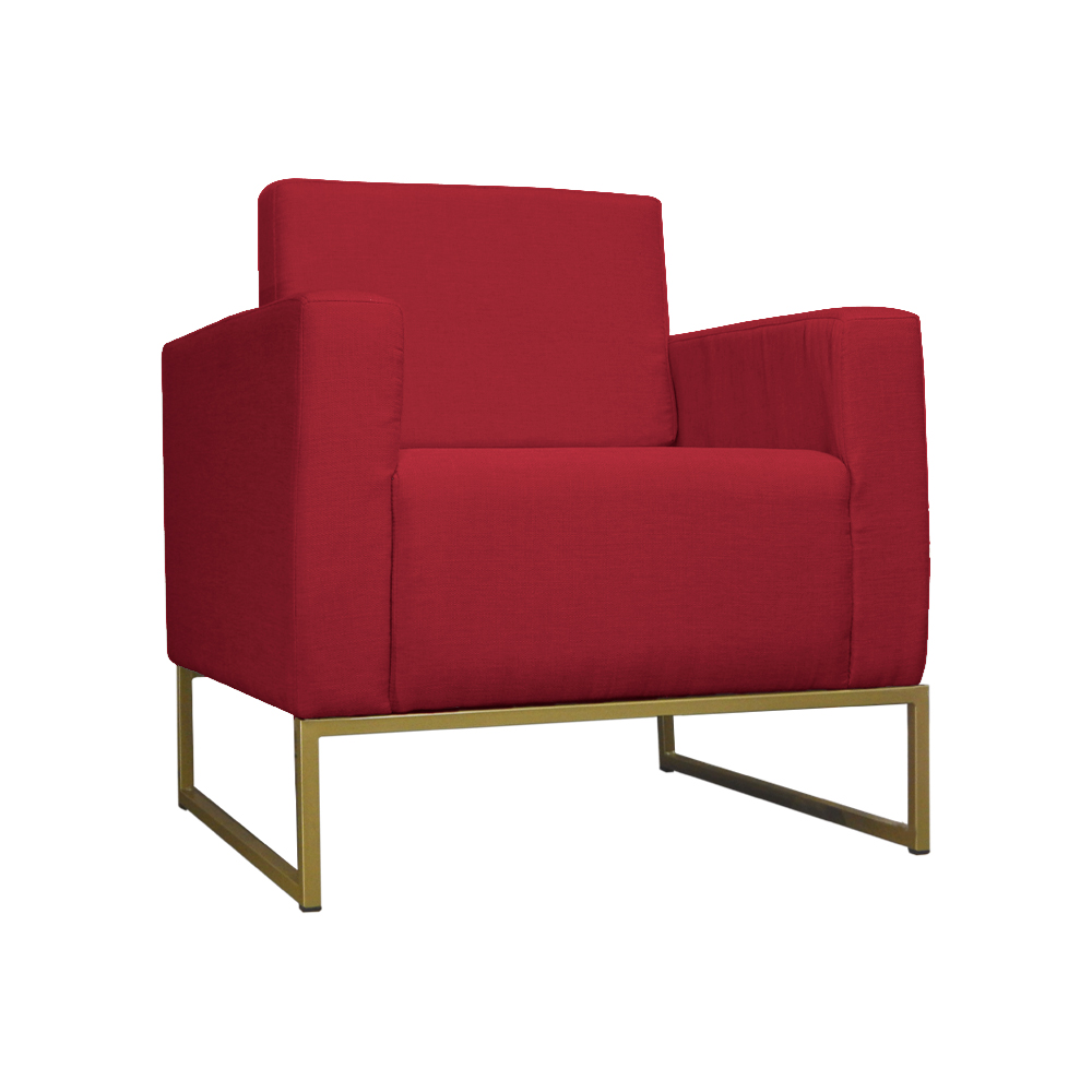 Poltrona Decorativa Leticia Slim Com Base de Metal Suede Vermelho - DS Estofados