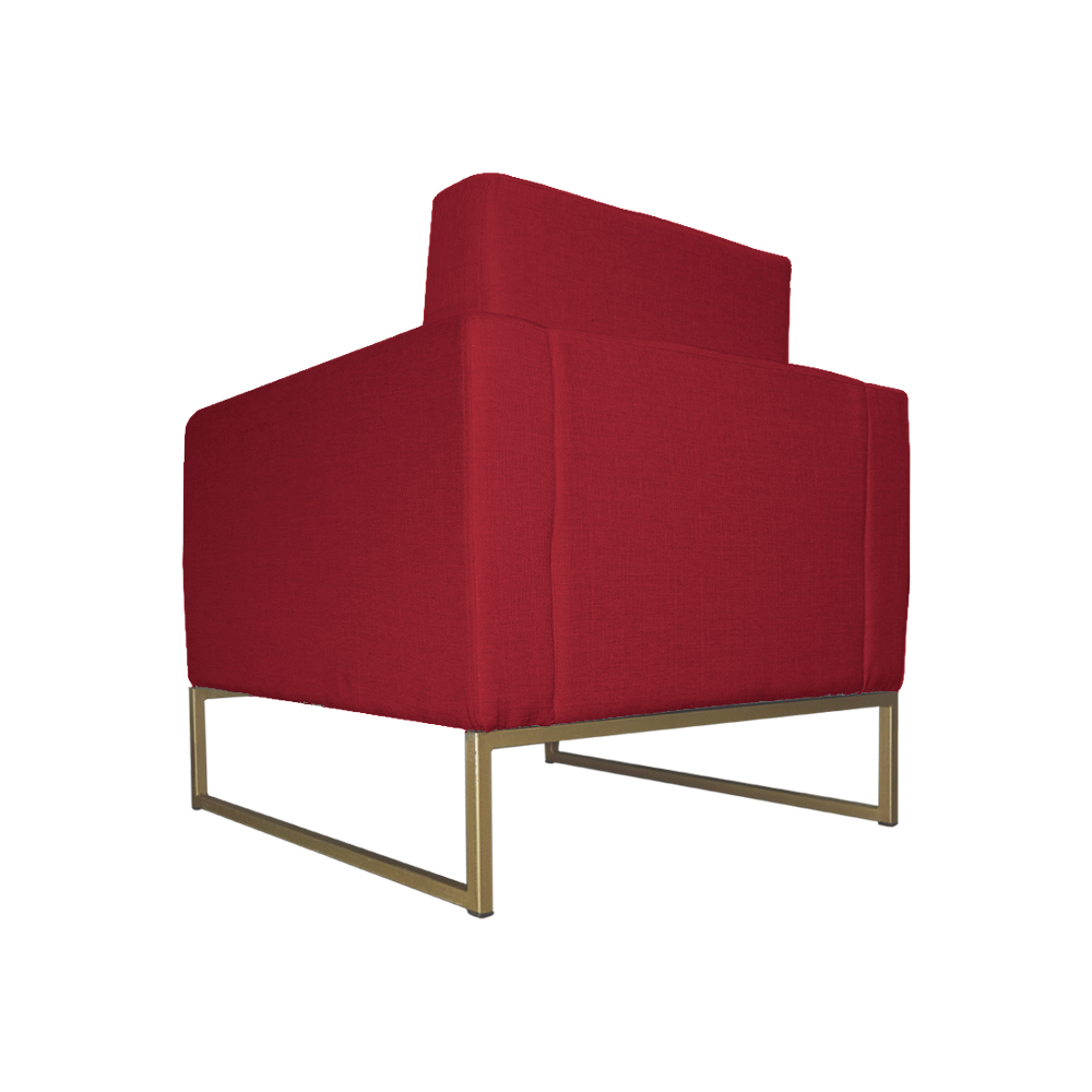 Poltrona Decorativa Leticia Slim Com Base de Metal Suede Vermelho - DS Estofados