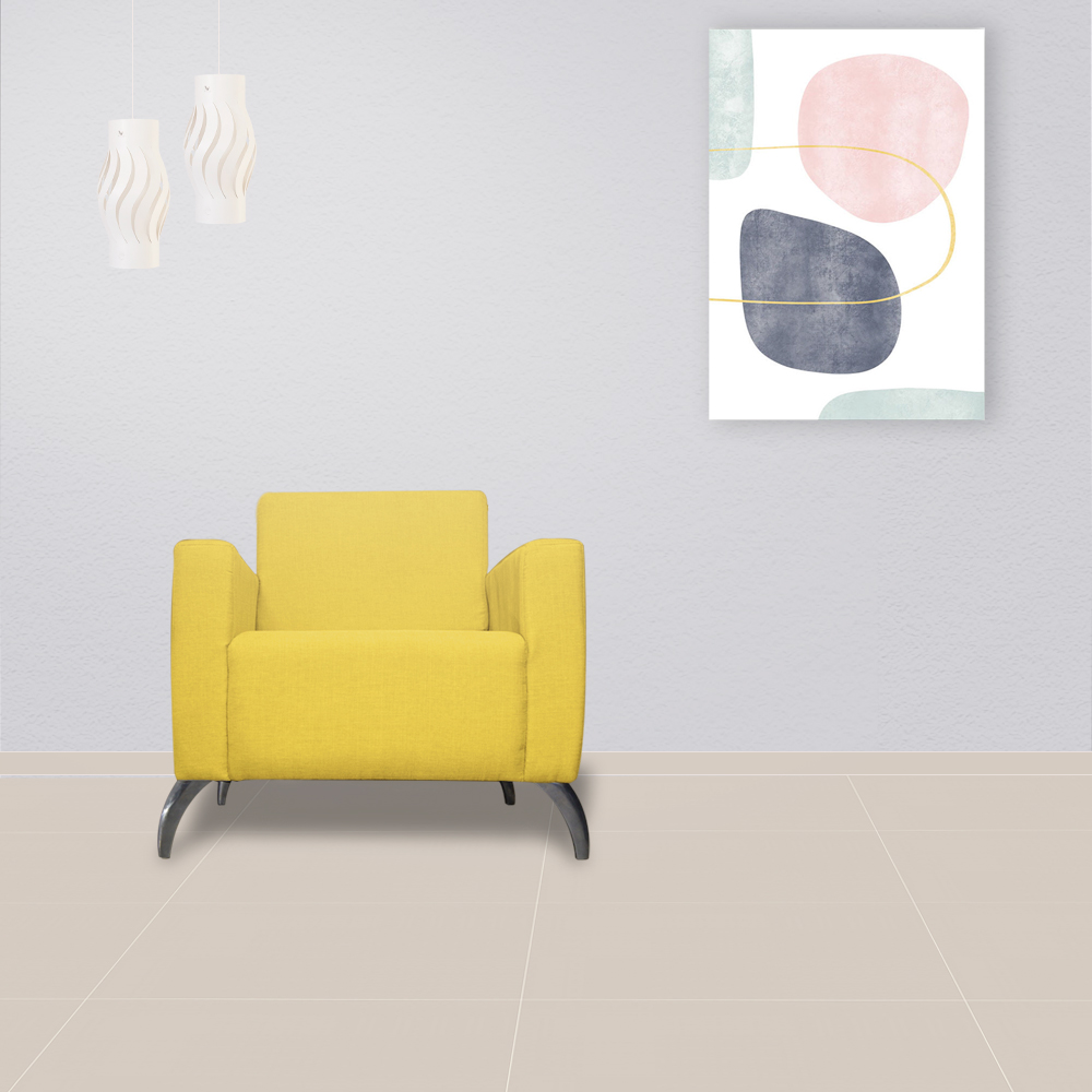 Poltrona Decorativa Leticia Slim Pés Alumínio Suede Amarelo - DS Estofados