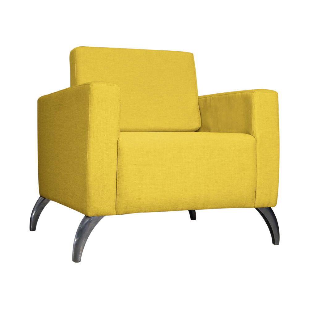 Poltrona Decorativa Leticia Slim Pés Alumínio Suede Amarelo - DS Estofados