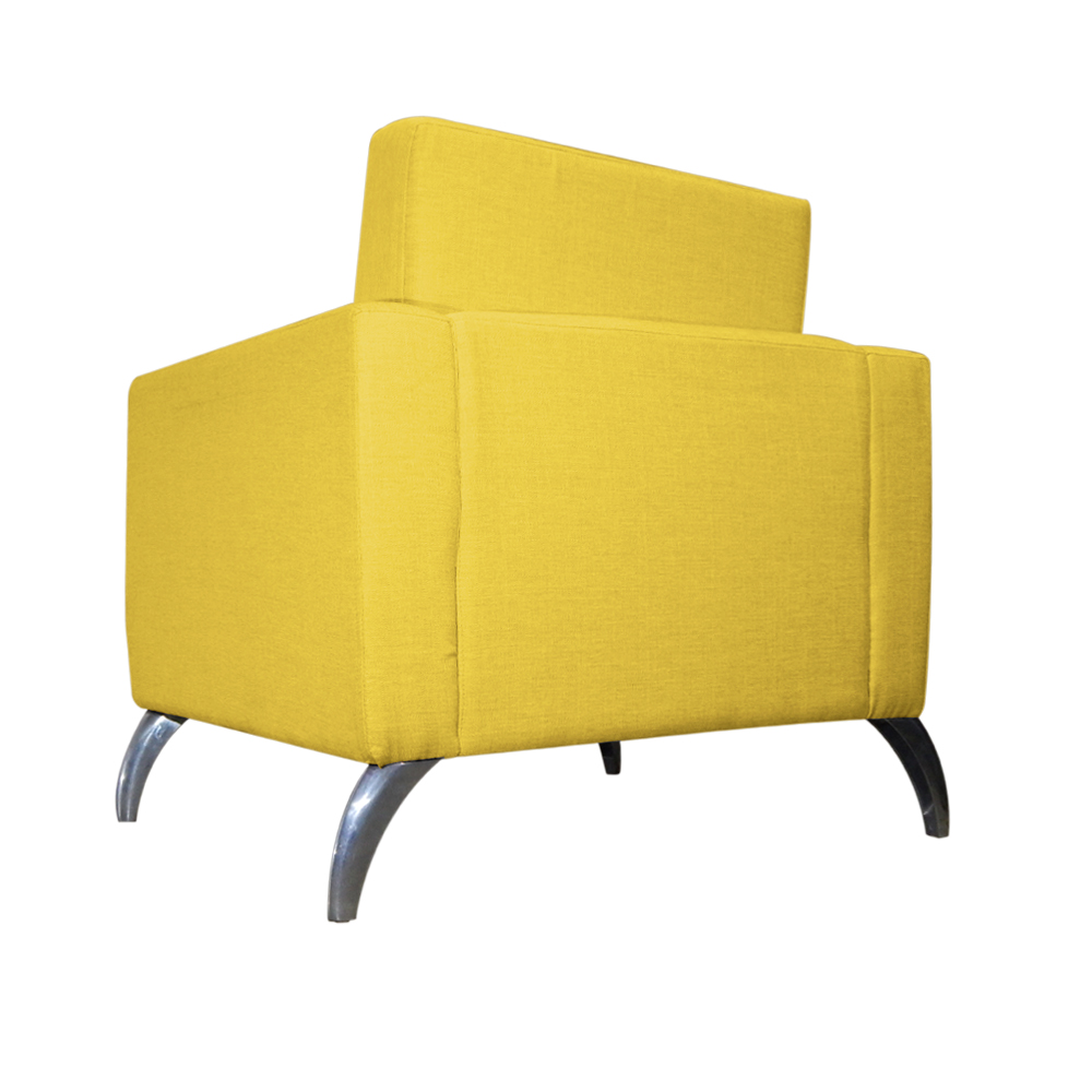 Poltrona Decorativa Leticia Slim Pés Alumínio Suede Amarelo - DS Estofados