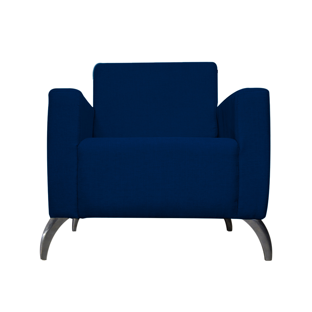 Poltrona Decorativa Leticia Slim Pés Alumínio Suede Azul Marinho - DS Estofados