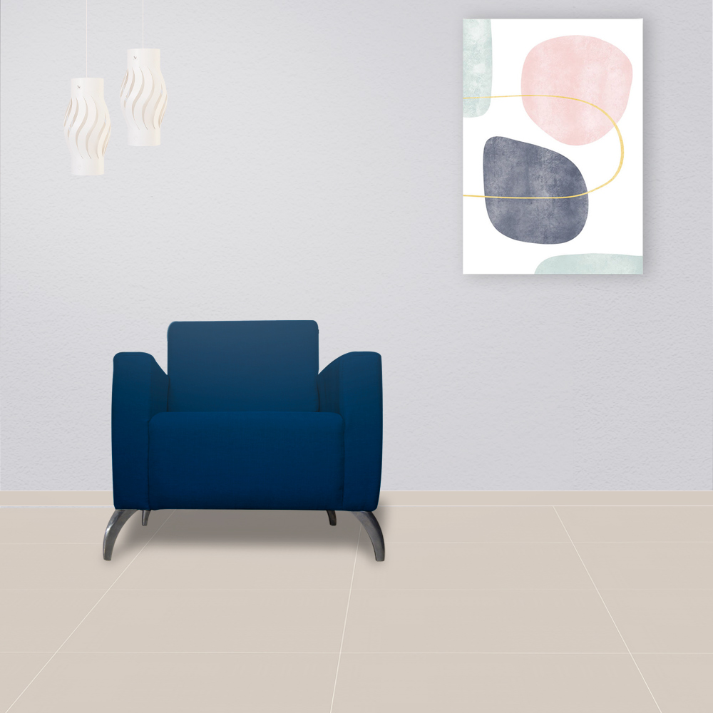 Poltrona Decorativa Leticia Slim Pés Alumínio Suede Azul Marinho - DS Estofados