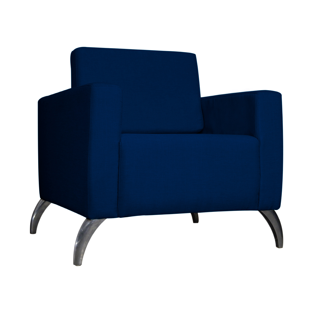 Poltrona Decorativa Leticia Slim Pés Alumínio Suede Azul Marinho - DS Estofados