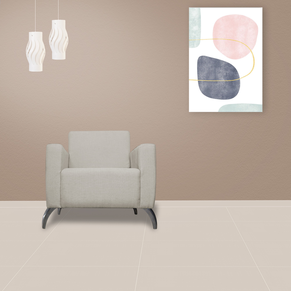 Poltrona Decorativa Leticia Slim Pés Alumínio Suede Bege - DS Estofados