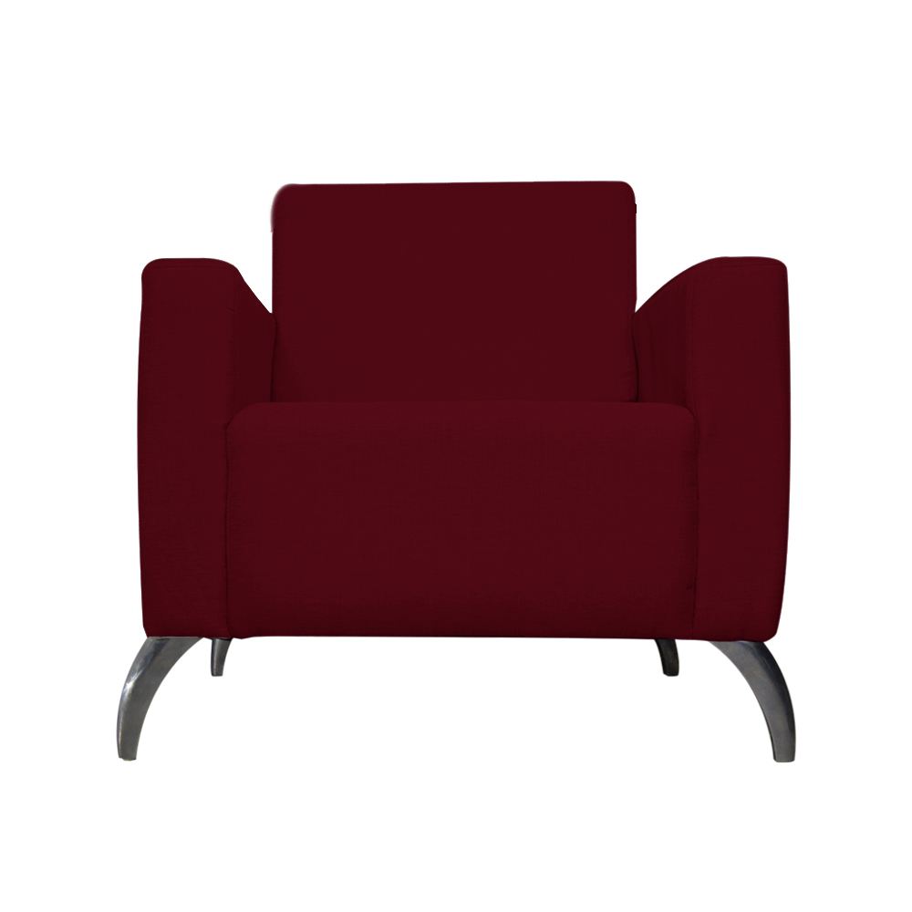 Poltrona Decorativa Leticia Slim Pés Alumínio Suede Bordô - DS Estofados