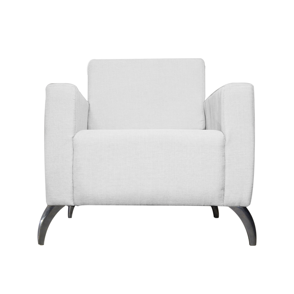 Poltrona Decorativa Leticia Slim Pés Alumínio Suede Branco - DS Estofados
