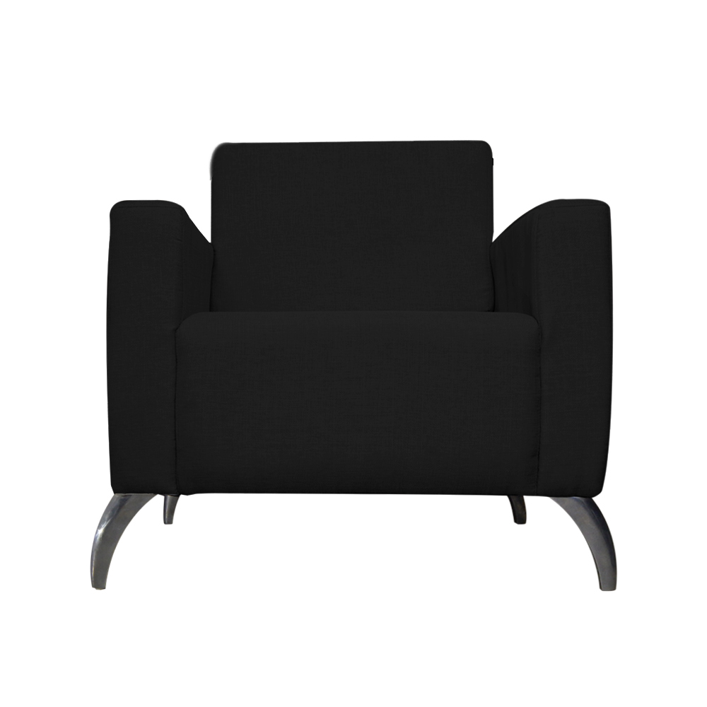 Poltrona Decorativa Leticia Slim Pés Alumínio Suede Preto - DS Estofados