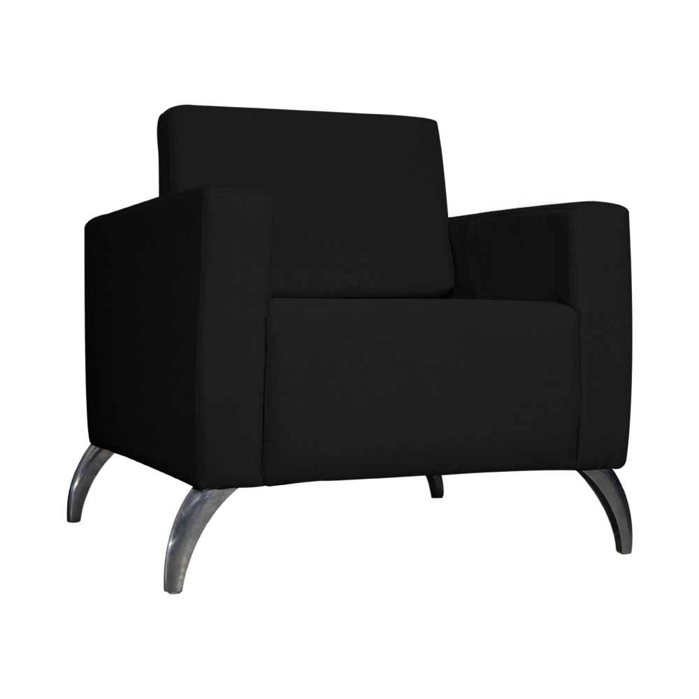 Poltrona Decorativa Leticia Slim Pés Alumínio Suede Preto - DS Estofados