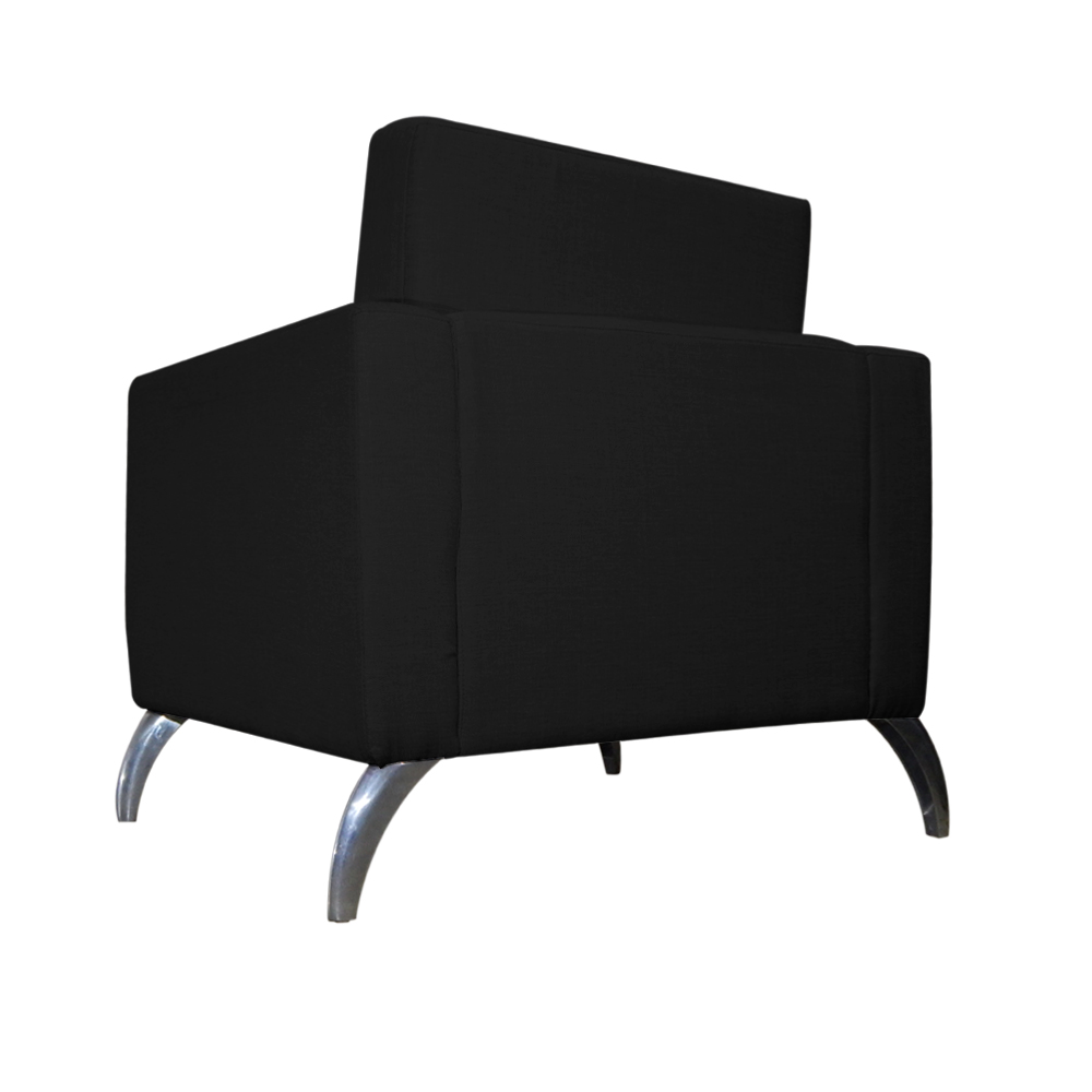 Poltrona Decorativa Leticia Slim Pés Alumínio Suede Preto - DS Estofados