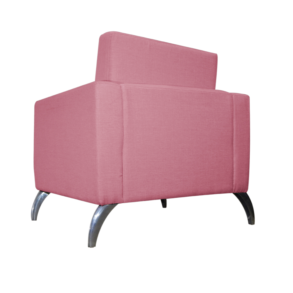 Poltrona Decorativa Leticia Slim Pés Alumínio Suede Rosa - DS Estofados