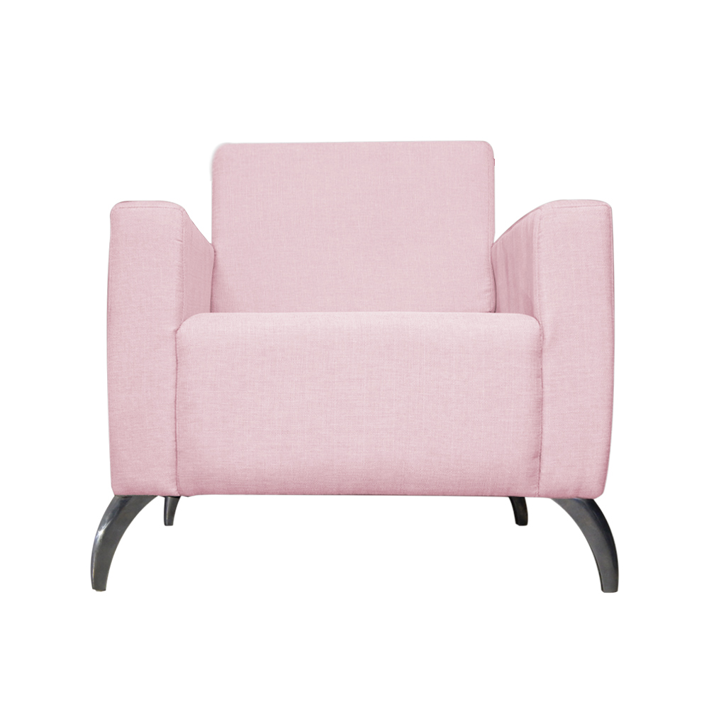 Poltrona Decorativa Leticia Slim Pés Alumínio Suede Rosa Bebê - DS Estofados
