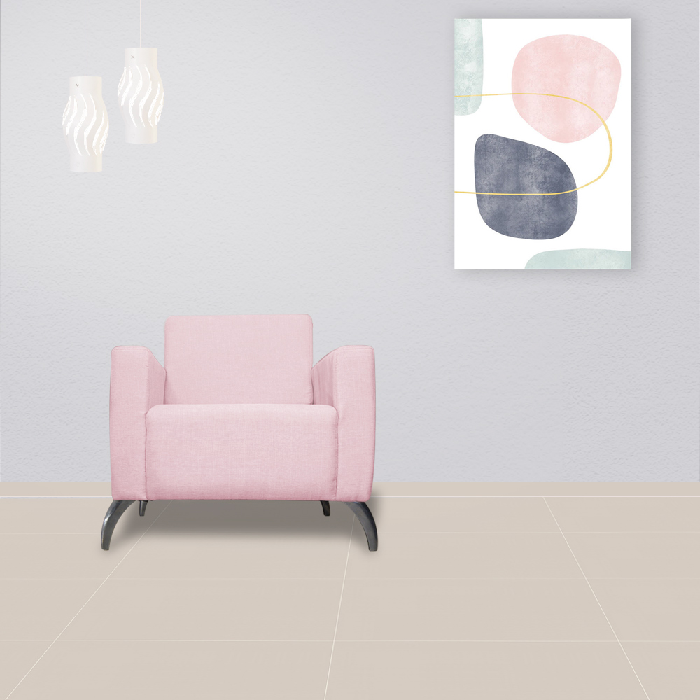 Poltrona Decorativa Leticia Slim Pés Alumínio Suede Rosa Bebê - DS Estofados