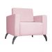 Poltrona Decorativa Leticia Slim Pés Alumínio Suede Rosa Bebê - DS Estofados