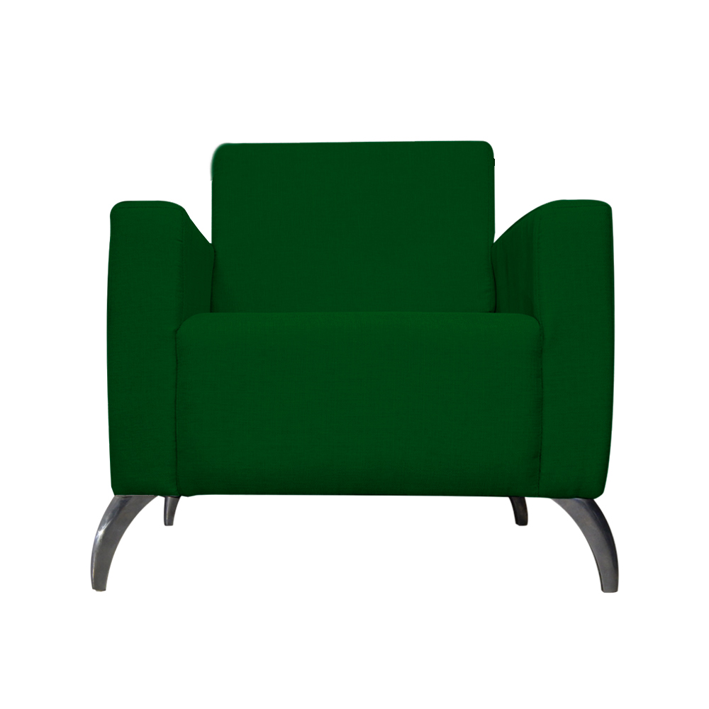 Poltrona Decorativa Leticia Slim Pés Alumínio Suede Verde - DS Estofados
