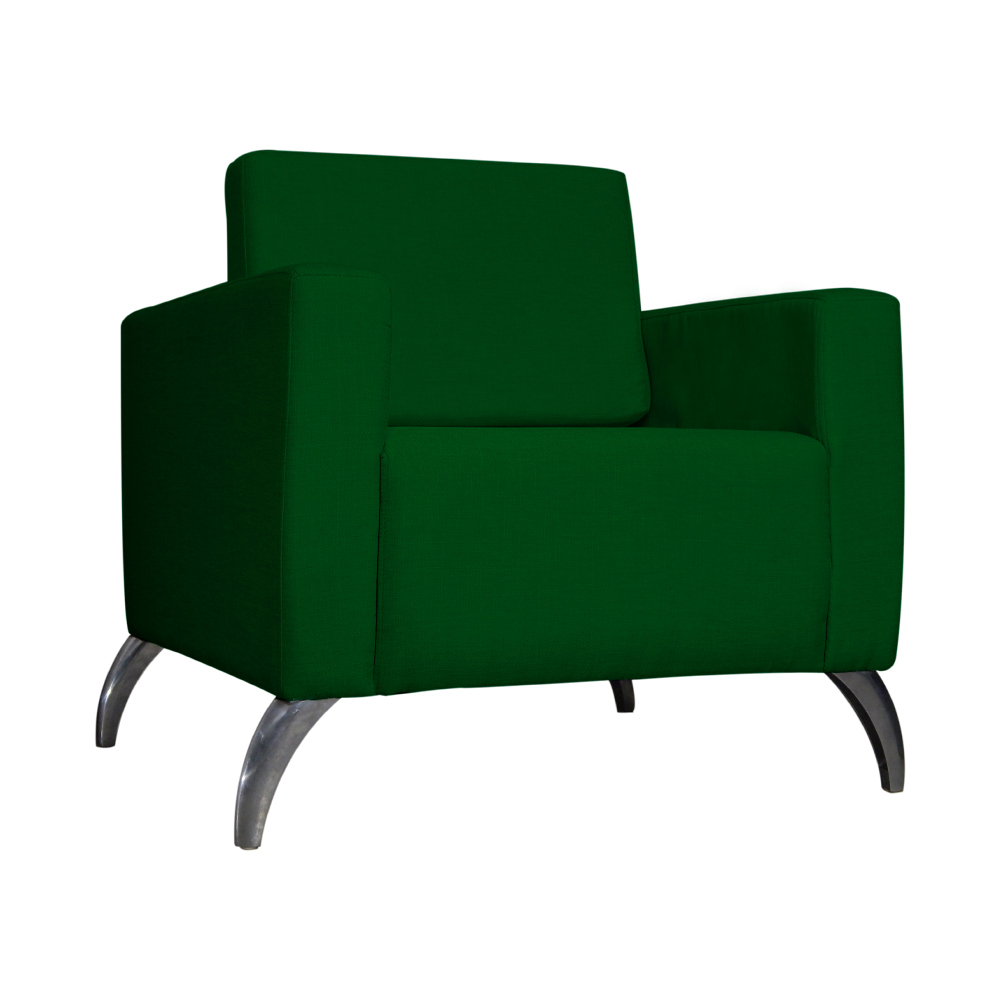 Poltrona Decorativa Leticia Slim Pés Alumínio Suede Verde - DS Estofados