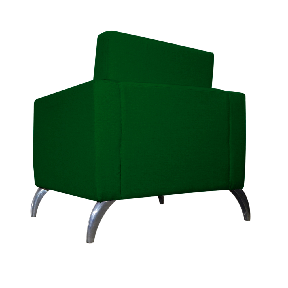 Poltrona Decorativa Leticia Slim Pés Alumínio Suede Verde - DS Estofados