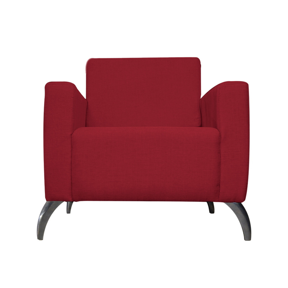 Poltrona Decorativa Leticia Slim Pés Alumínio Suede Vermelho - DS Estofados