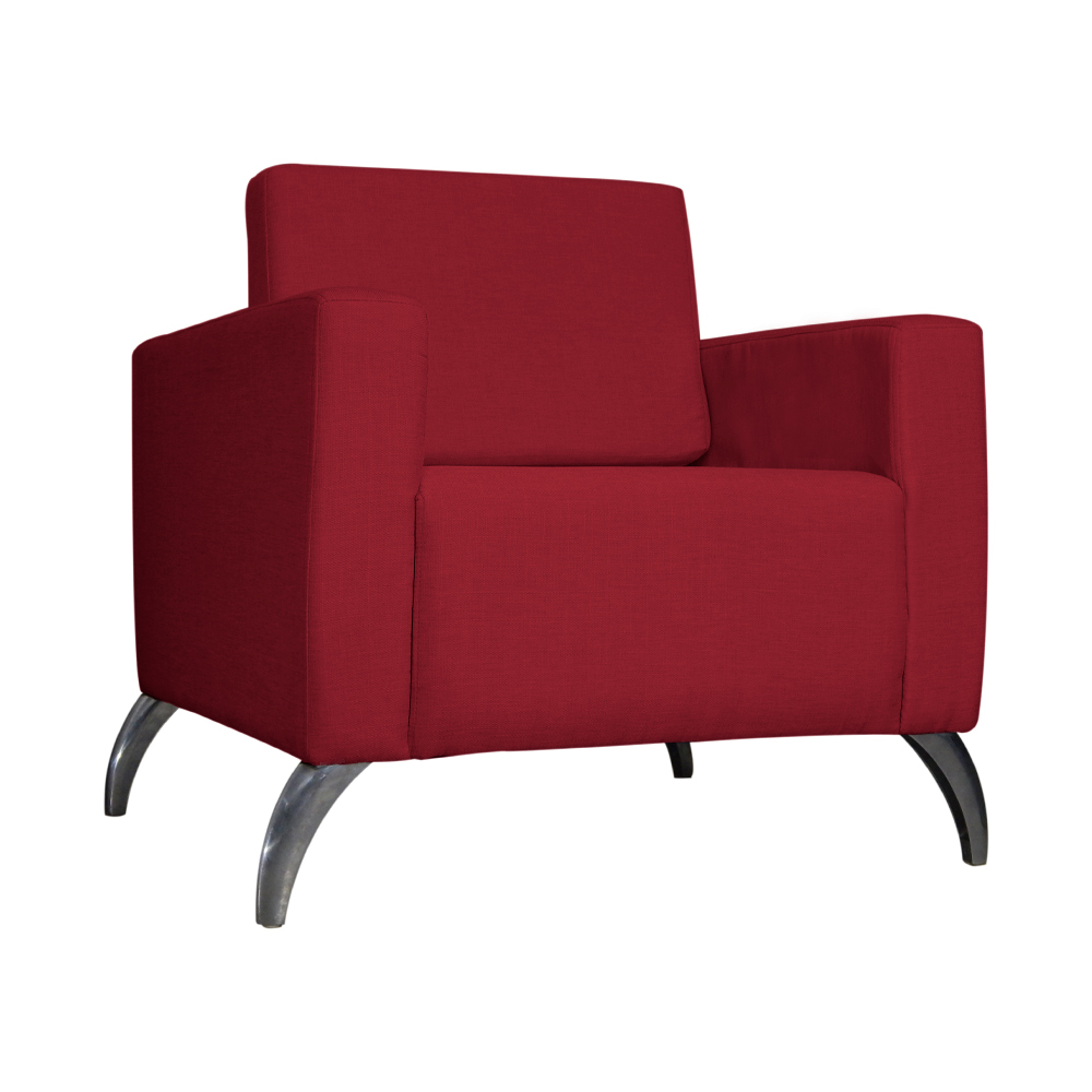 Poltrona Decorativa Leticia Slim Pés Alumínio Suede Vermelho - DS Estofados