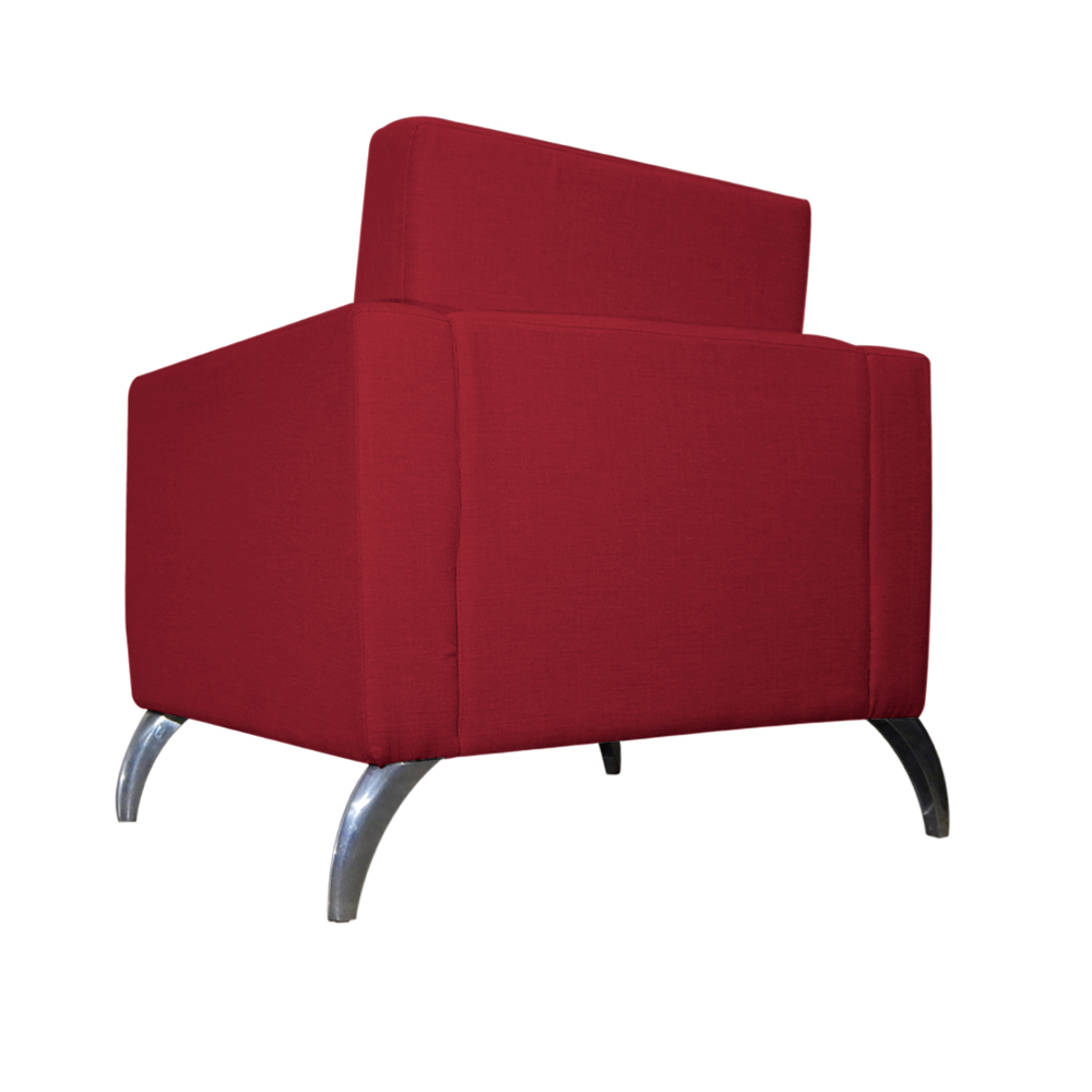 Poltrona Decorativa Leticia Slim Pés Alumínio Suede Vermelho - DS Estofados