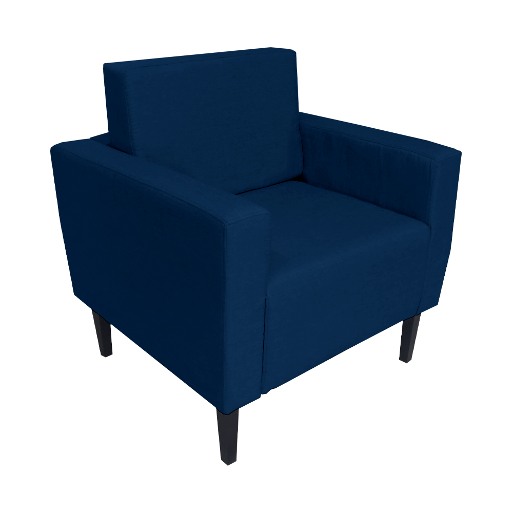 Poltrona Decorativa Leticia Slim Pés Trapézio Suede Azul Marinho - DS Estofados
