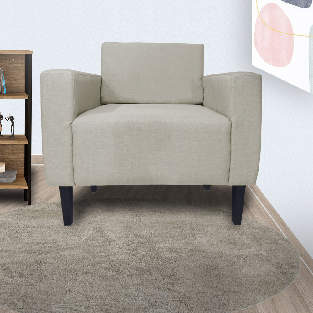 Poltrona Decorativa Leticia Slim Pés Trapézio Suede Bege - DS Estofados
