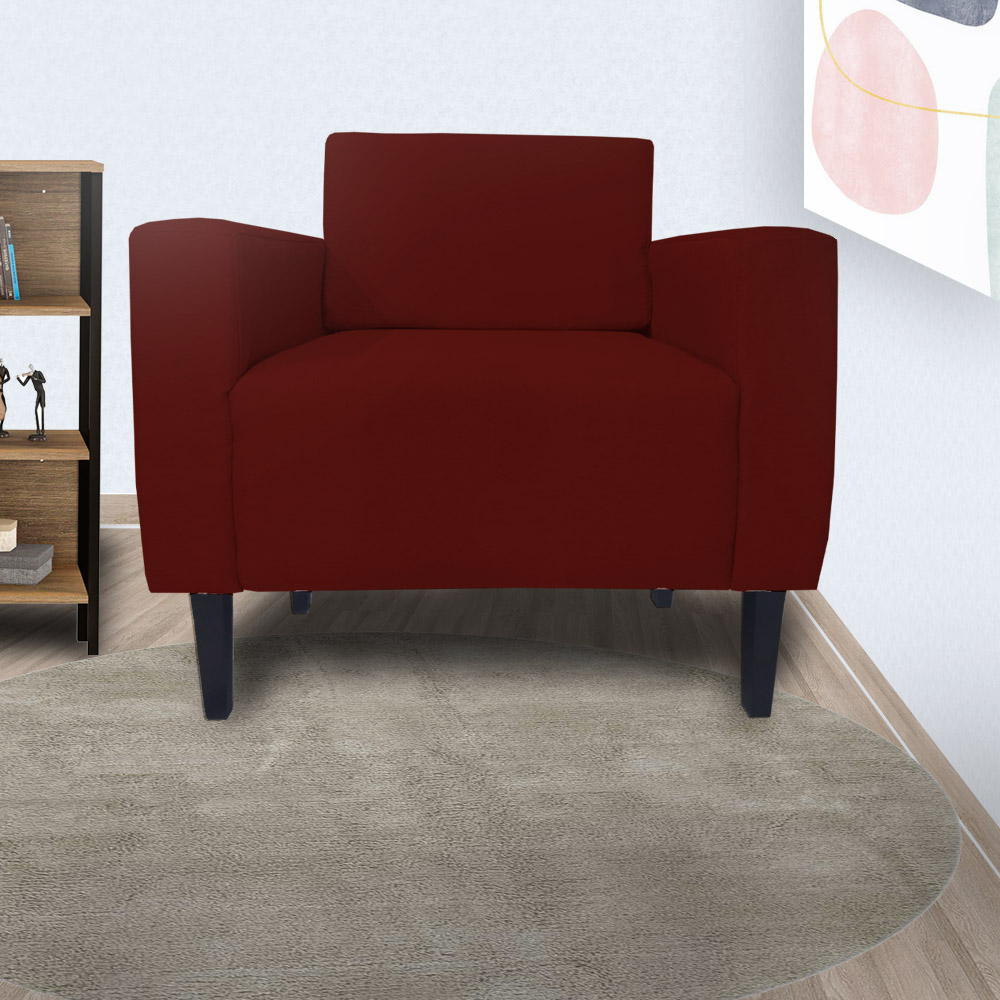 Poltrona Decorativa Leticia Slim Pés Trapézio Suede Bordô - DS Estofados