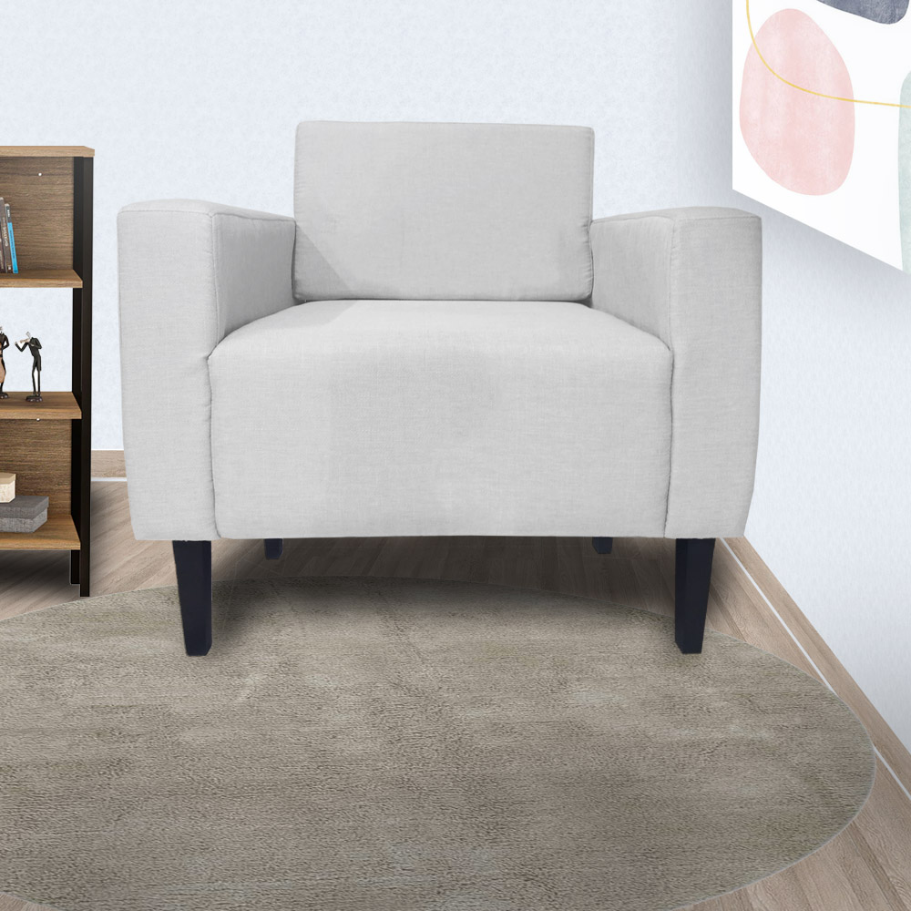 Poltrona Decorativa Leticia Slim Pés Trapézio Suede Branco - DS Estofados