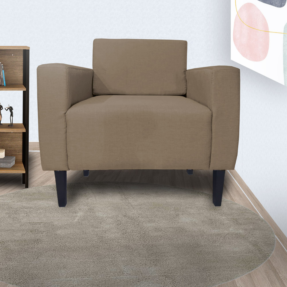 Poltrona Decorativa Leticia Slim Pés Trapézio Suede Capuccino - DS Estofados