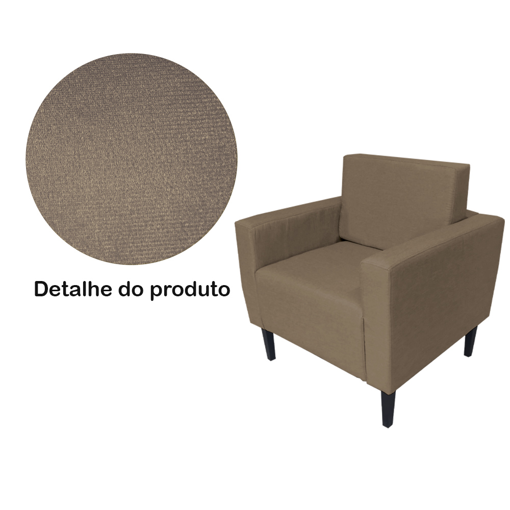 Poltrona Decorativa Leticia Slim Pés Trapézio Suede Capuccino - DS Estofados