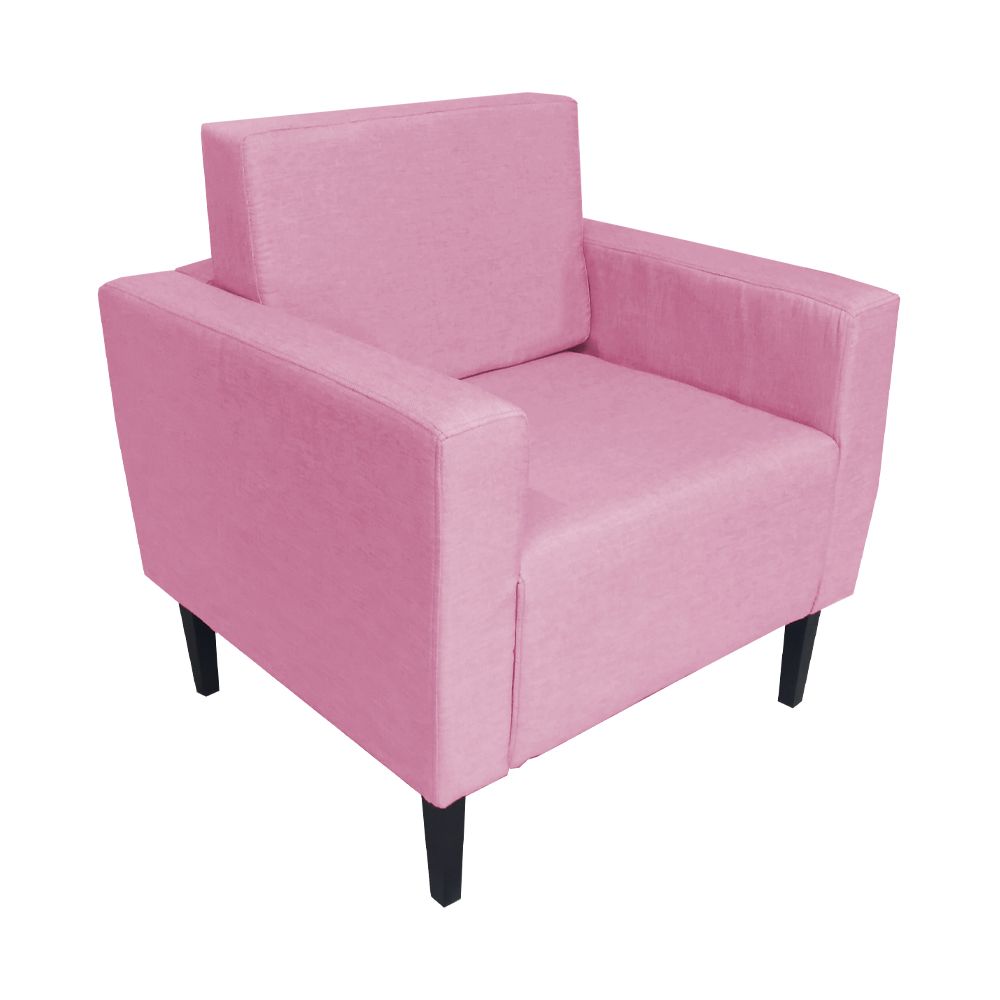 Poltrona Decorativa Leticia Slim Pés Trapézio Suede Rosa - DS Estofados