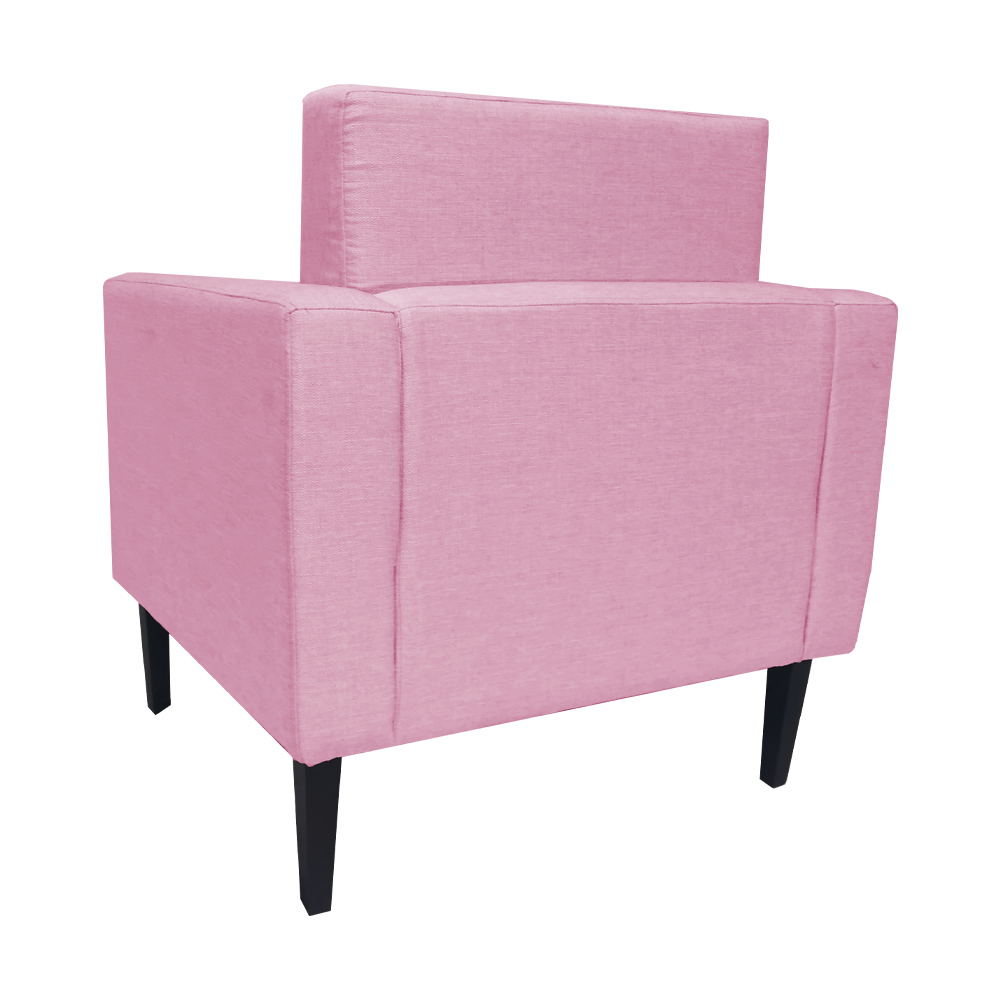 Poltrona Decorativa Leticia Slim Pés Trapézio Suede Rosa - DS Estofados