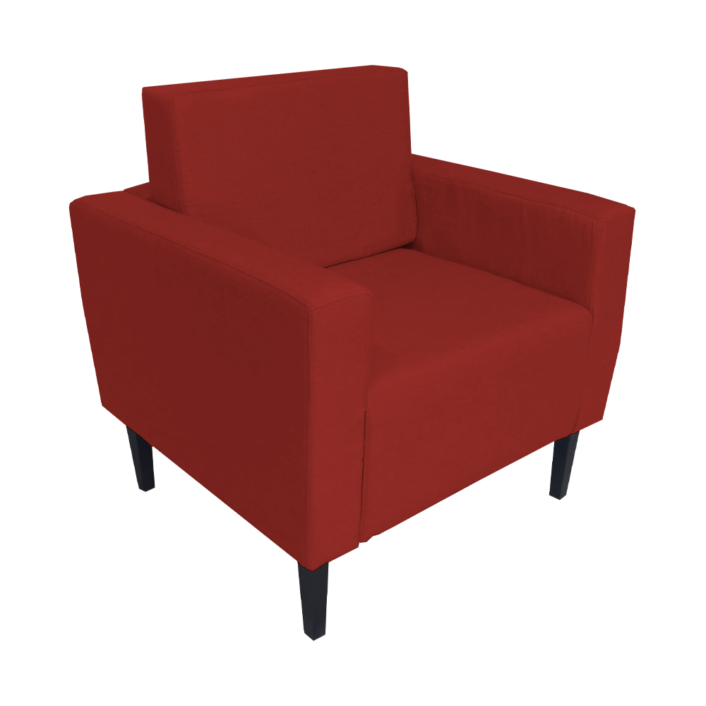 Poltrona Decorativa Leticia Slim Pés Trapézio Suede Vermelho - DS Estofados
