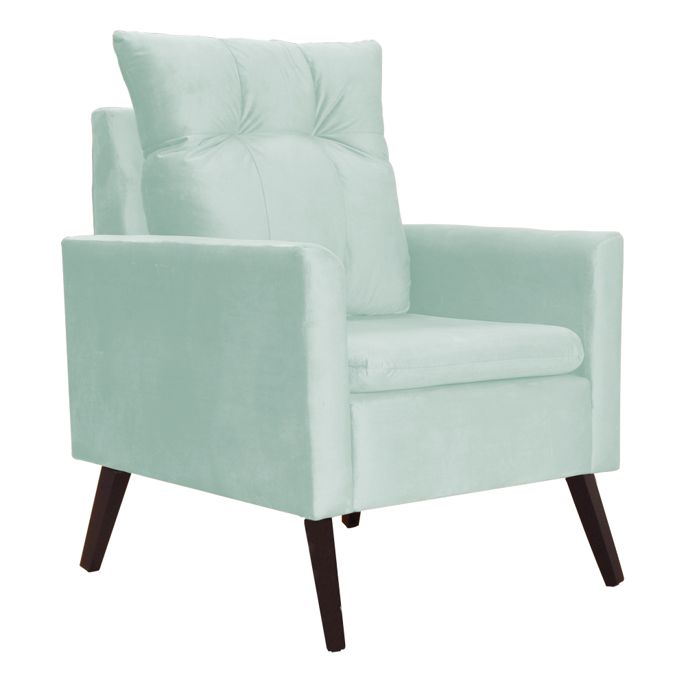 Poltrona Decorativa Ligia Luxo Veludo Acqua - DS Estofados