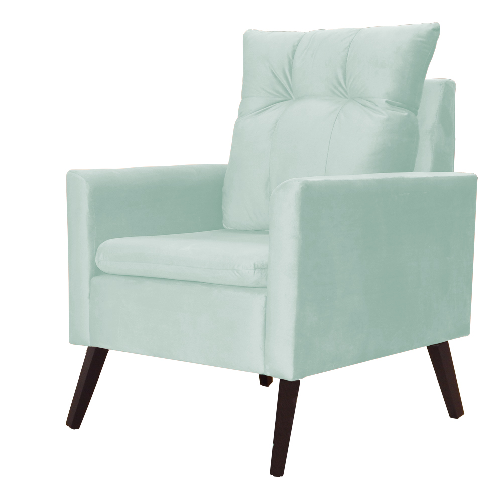 Poltrona Decorativa Ligia Luxo Veludo Acqua - DS Estofados