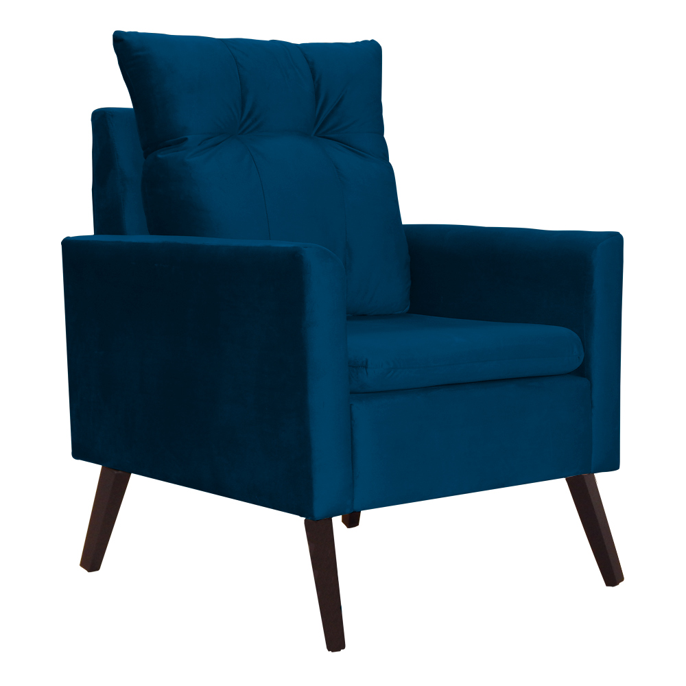 Poltrona Decorativa Ligia Luxo Veludo Azul Marinho - DS Estofados