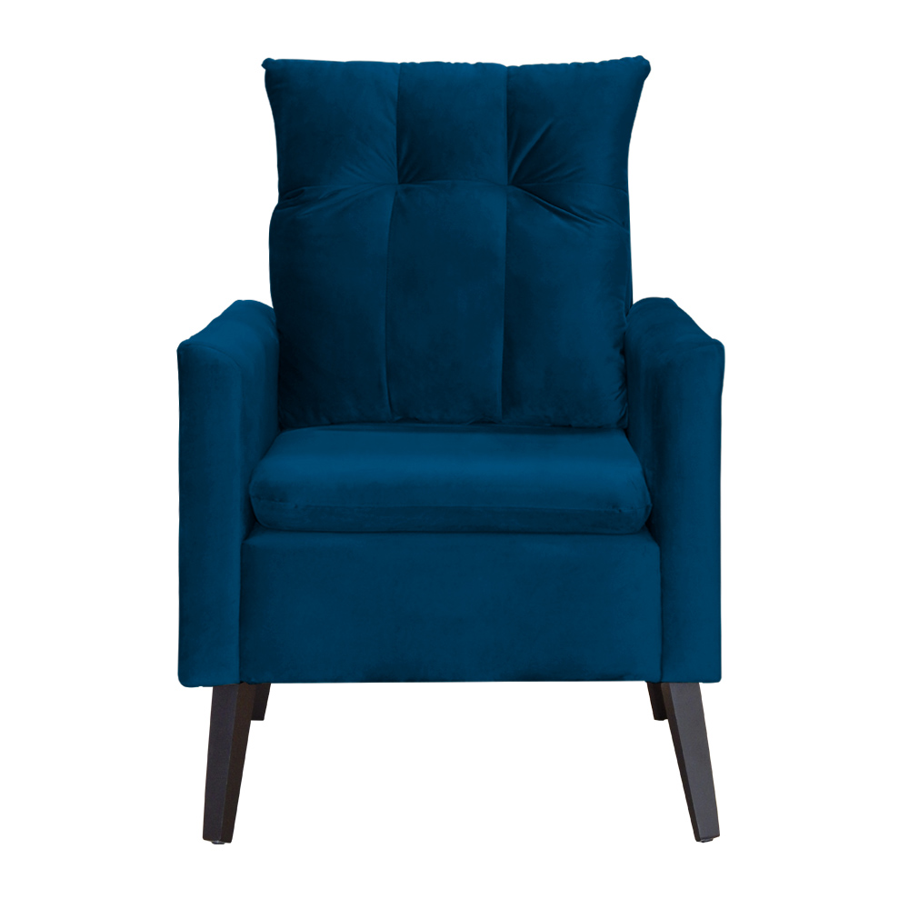 Poltrona Decorativa Ligia Luxo Veludo Azul Marinho - DS Estofados