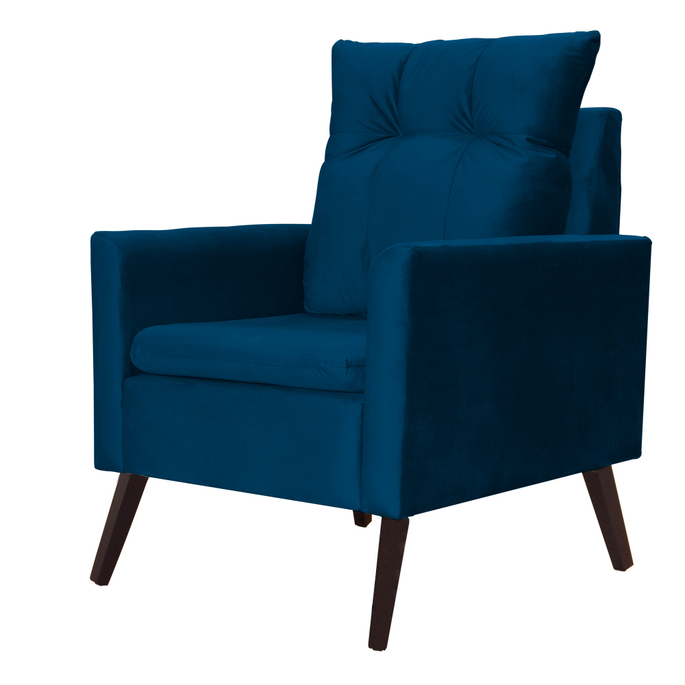 Poltrona Decorativa Ligia Luxo Veludo Azul Marinho - DS Estofados