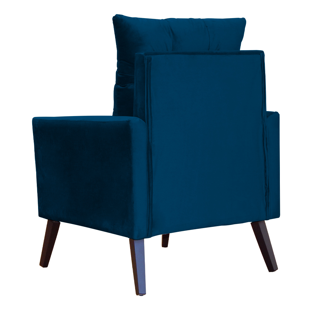Poltrona Decorativa Ligia Luxo Veludo Azul Marinho - DS Estofados