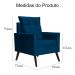 Poltrona Decorativa Ligia Luxo Veludo Azul Marinho - DS Estofados