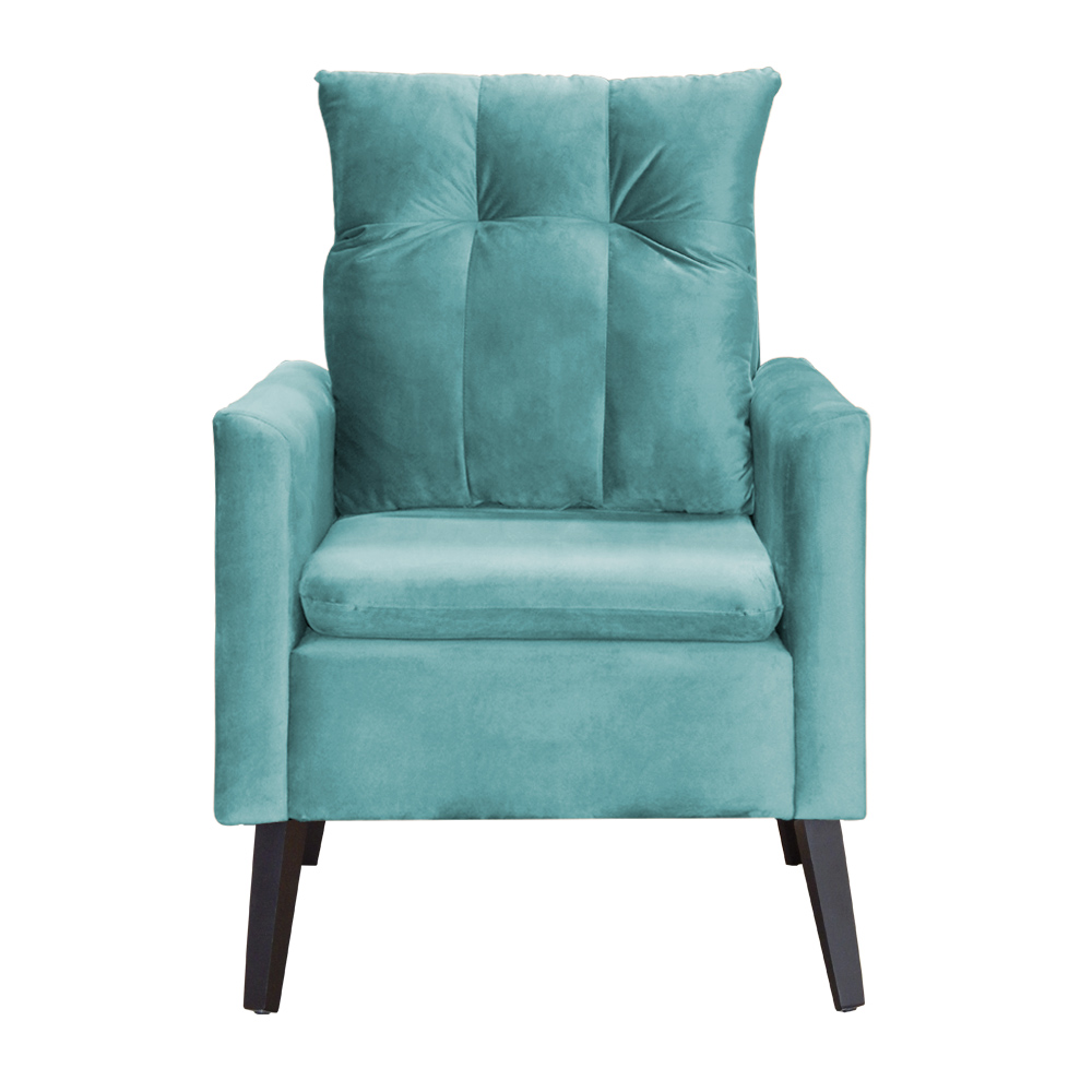 Poltrona Decorativa Ligia Luxo Veludo Azul Turquesa - DS Estofados