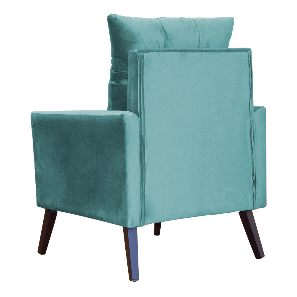 Poltrona Decorativa Ligia Luxo Veludo Azul Turquesa - DS Estofados