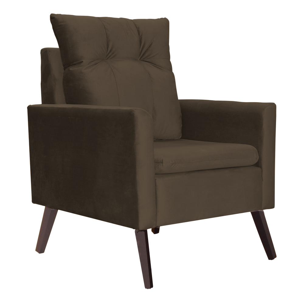 Poltrona Decorativa Ligia Luxo Veludo Marrom - DS Estofados