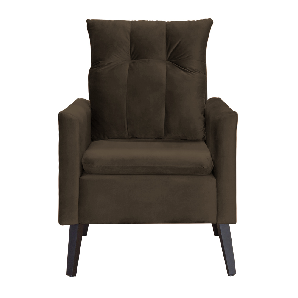 Poltrona Decorativa Ligia Luxo Veludo Marrom - DS Estofados