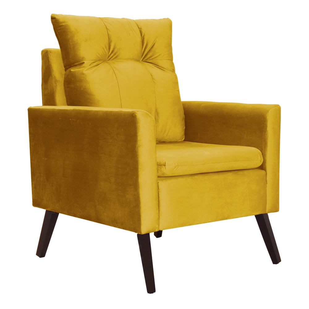Poltrona Decorativa Ligia Luxo Veludo Mostarda - DS Estofados